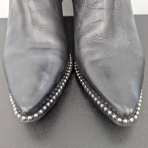 LF Alex Black Leather Studded Pointed Toe Ankle Boots Women’s 8.5 M Western - Picture 4 of 10